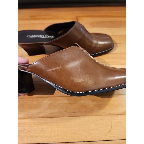 Coldwater Creek western Womens leather Mule size 6.5 natural Leather Brown Clogs - Picture 4 of 8